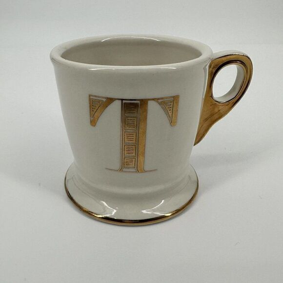 Anthropologie Limited Edition Gold Initial Monogram Letter "T” Coffee Cup Mug - Picture 1 of 6